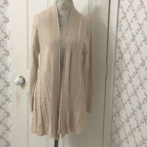 Sacred Threads Long Open Front Cream Sweater A-Line Shape Below Waist One Size.